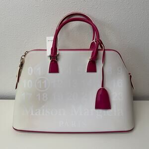 NWT Maison Margiela 5AC Large Bi-Color White Pink UVA Leather Bag